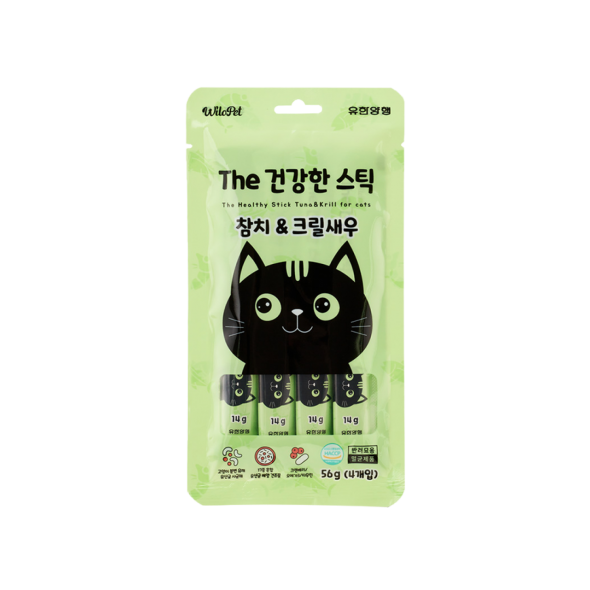 [고양이 유산균 츄르]참치&크릴새우 4P(56g, 유통기한 : 24년 6월) The 건강한 스틱